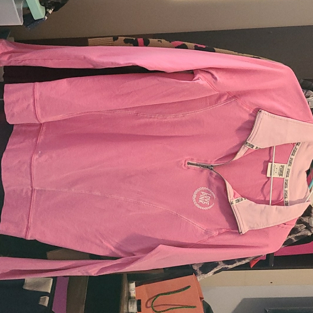 Pink half zip pullover